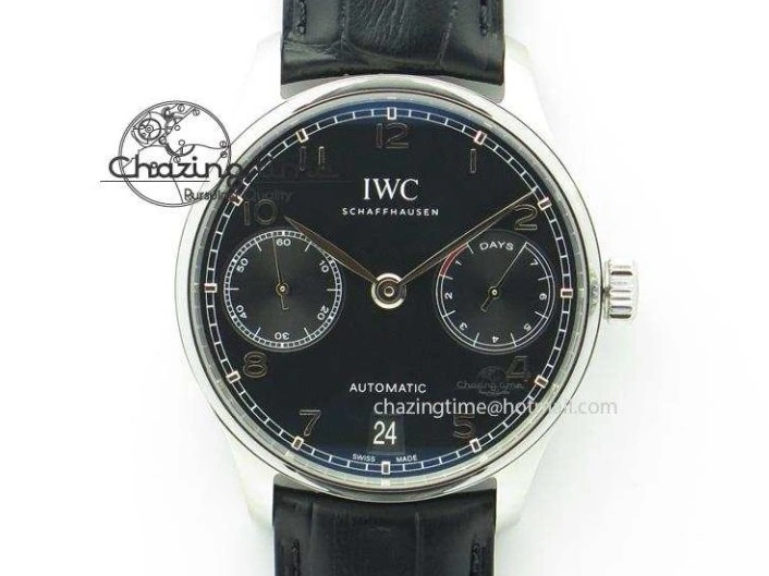 MIROTIME 0516 Efficient Portuguese Tourbillon IW5463 SS ZF Best Edition White Dial on Black Leather Strap 7170